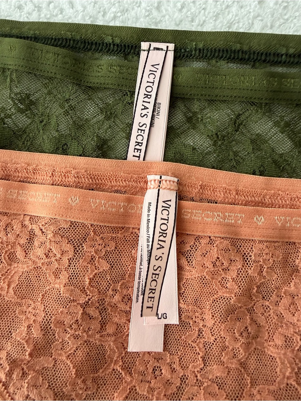 NWOT Victoria's Secret Olive Green & Rust Lace Culotte Bikini Panties. Sz L